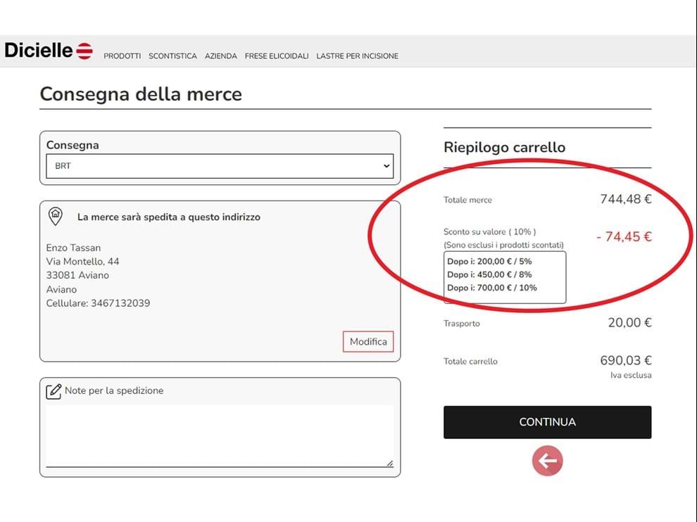Prodotti scontati se acquisti on-line da DiCielle