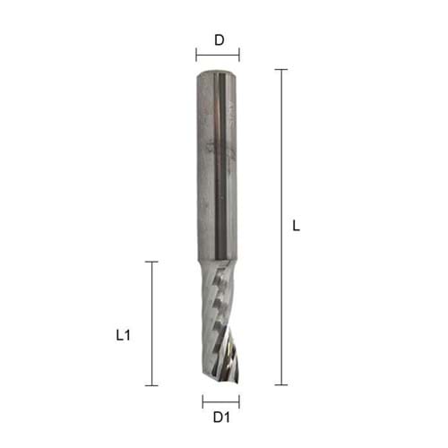 Fresa elicoidale monotagliente modello Z1-10X10X72/25