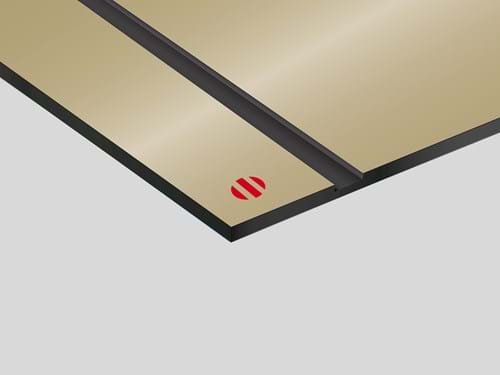 Flexi Brass Rowmark: lastra laminato acrilico (oro semi specchiato/nero)