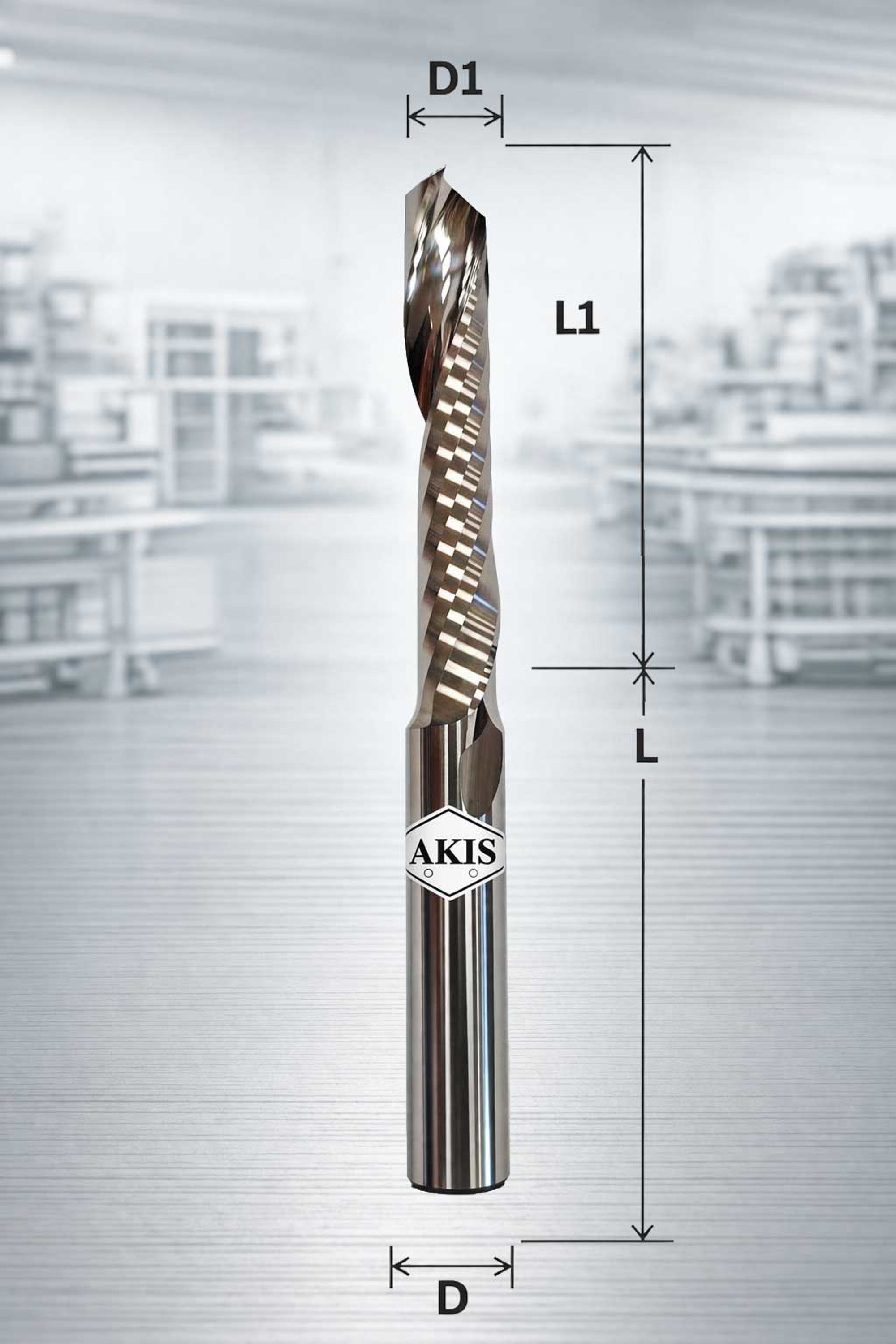 Fresa elicoidale mono tagliente traente (destra) AKIS Z1-6X6X75/35