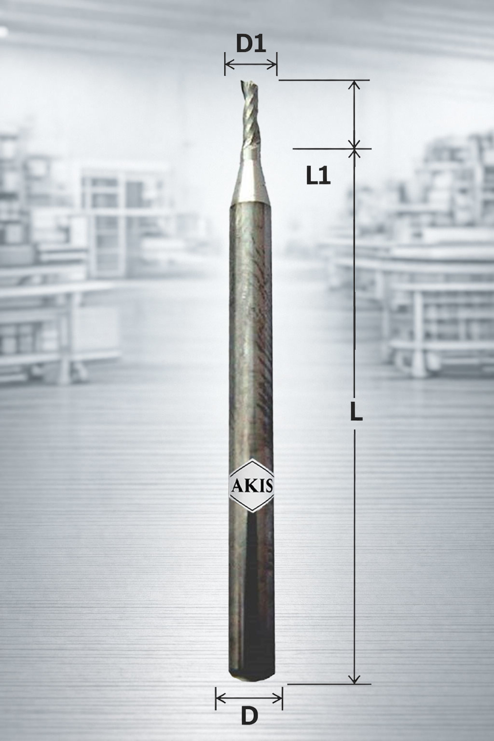 Fresa elicoidale monotagliente elica spingente modello Z1-6x2x60/10