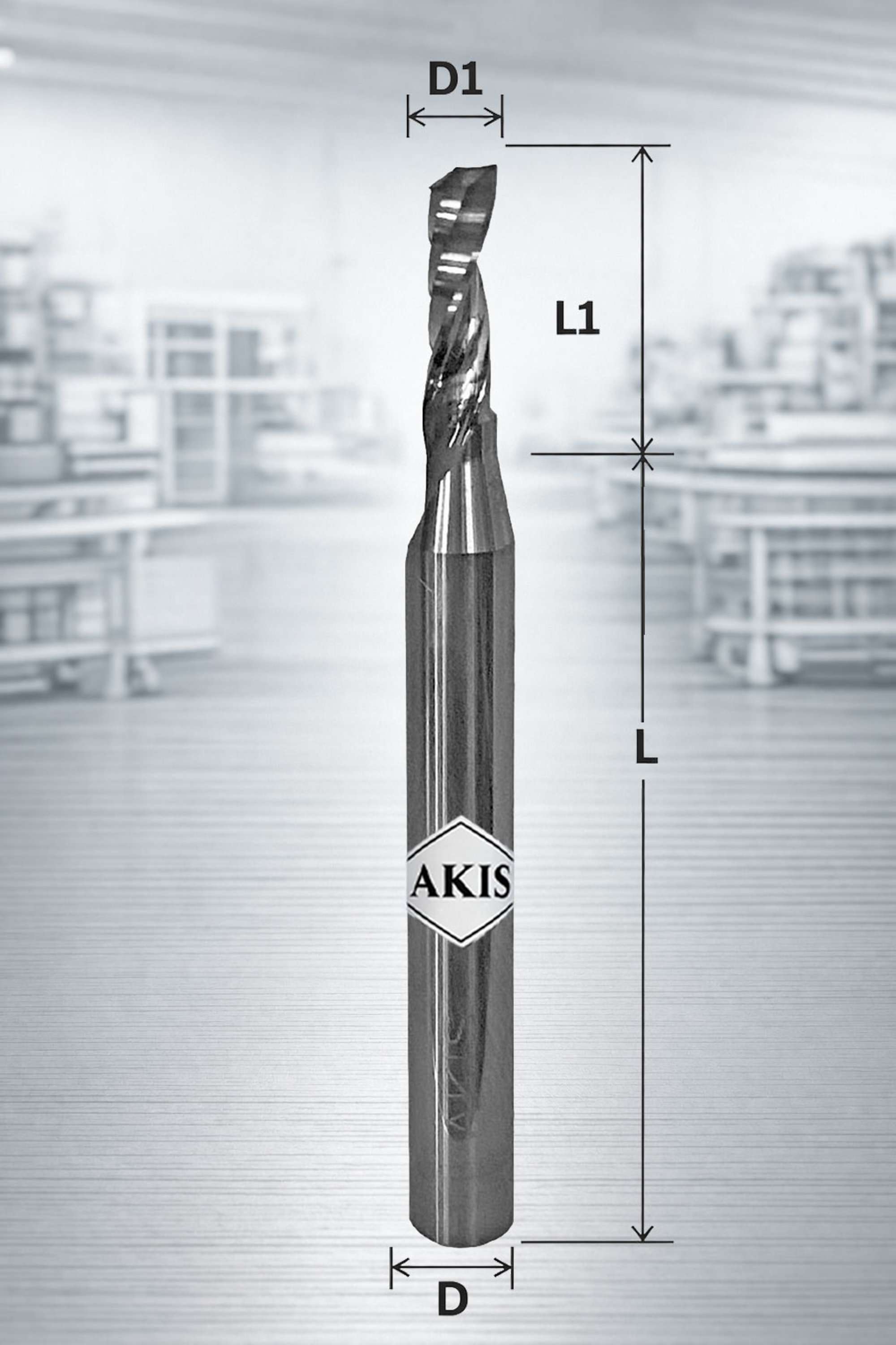 Fresa elicoidale monotagliente elica spingente modello Z1-6X4X60/12