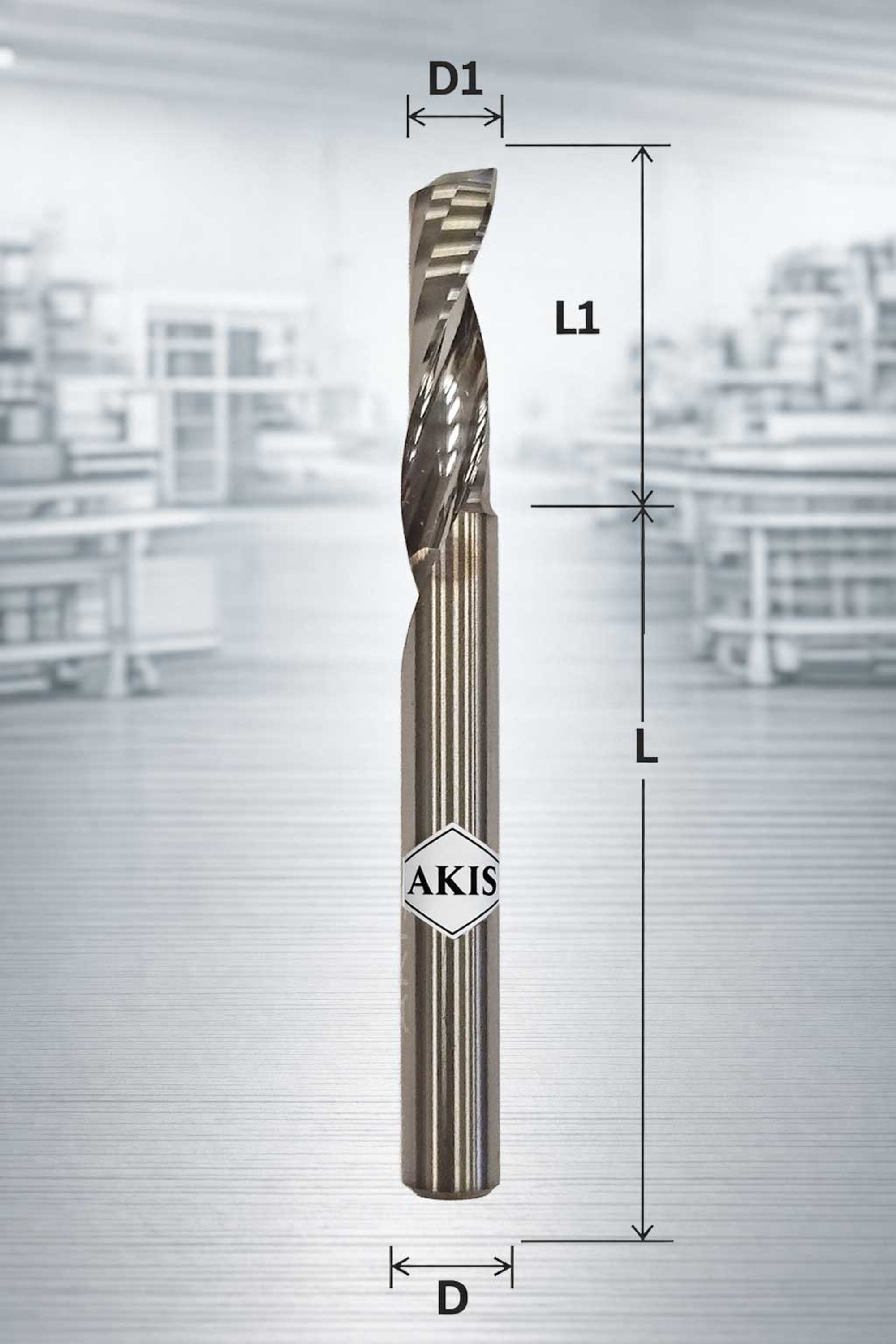 Fresa elicoidale monotagliente modello Z1-6X6X60/22