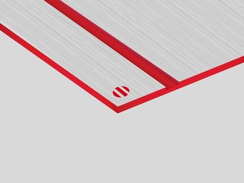 Metalgraph Plus Rowmark: lastra laminato acrilico (acciaio spazzolato opaco/rosso)