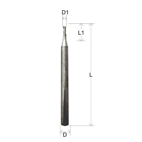 Fresa elicoidale monotagliente elica spingente modello Z1-6x2x60/10