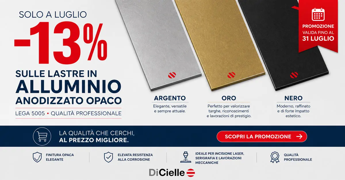 Promo di luglio 26: lastre in alluminio opaco