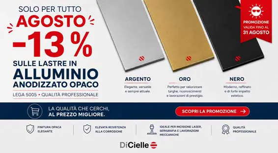 Promo di luglio/agosto 26: lastre in alluminio opaco